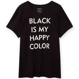 4X 26W Torrid Black Is My Happy Color Roll Cuff Tee Relaxed Fit Crew Tee Cotton